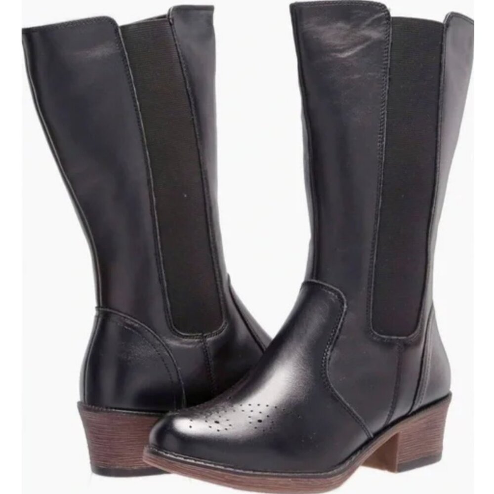 NEW Propét Rumor Black Leather Mid Shaft Boots 9.5